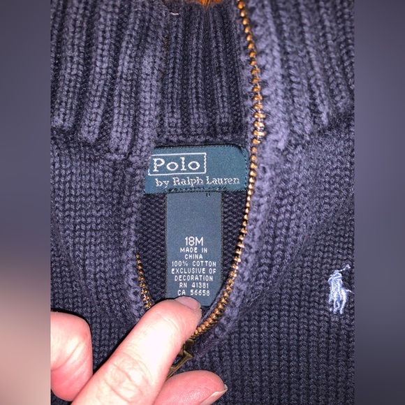Polo Ralph Lauren Knit Navy Blue Half-Zip Sweater Pullover Top 18m Preppy Pony - Picture 4 of 7